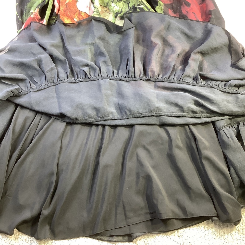 Alice + Olivia Be Still Floral Cape Maxi Dress Black Pink Rose Size 0 NWT - Picture 10 of 14